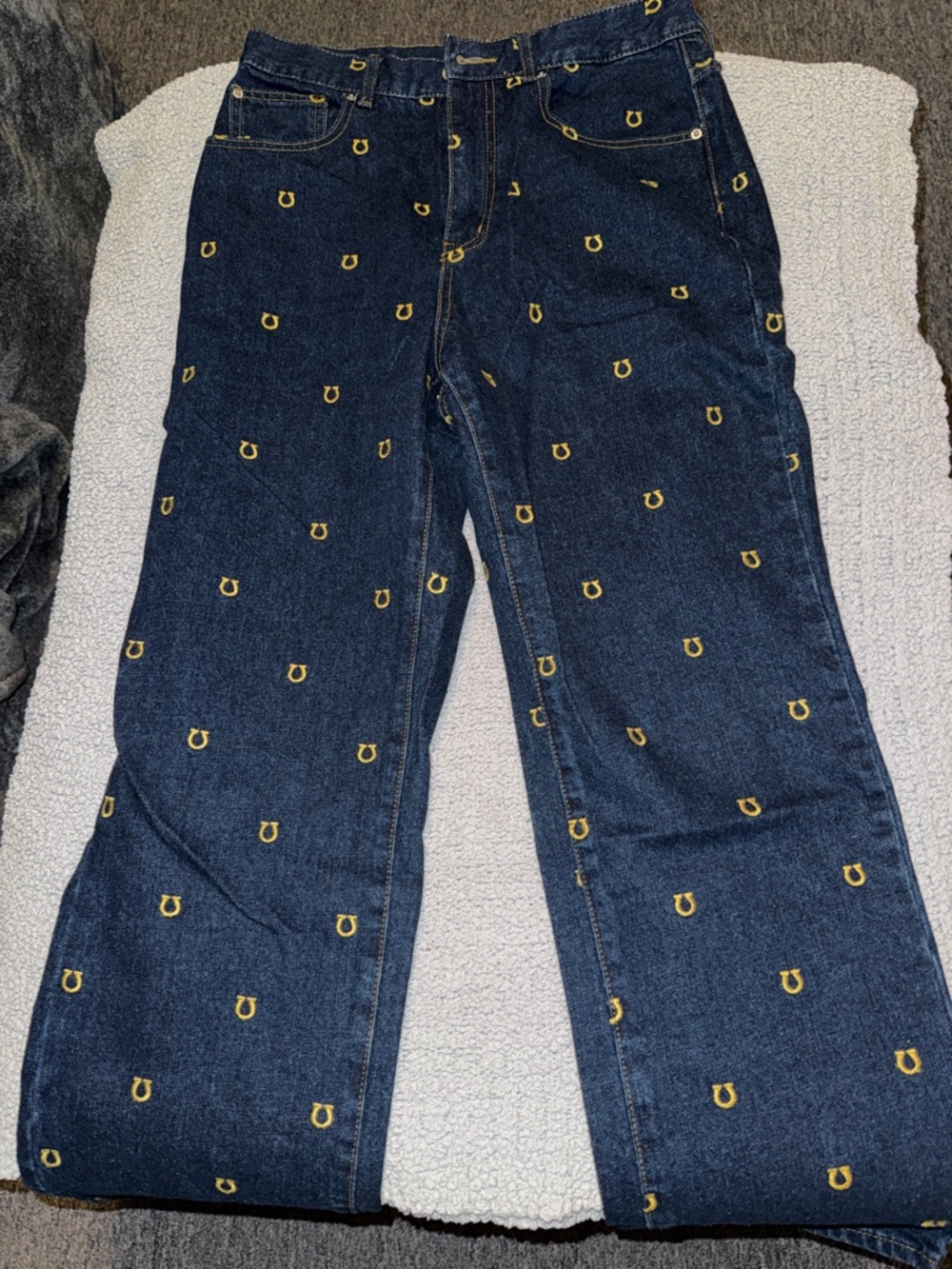 BDG Dark Wash Denim Jeans with Yellow Horseshoe Embroidery